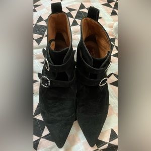 All Saints BOOTS black suede Leather ladies sz US 8.5 9 EU40 Pointed r GOTH Rock